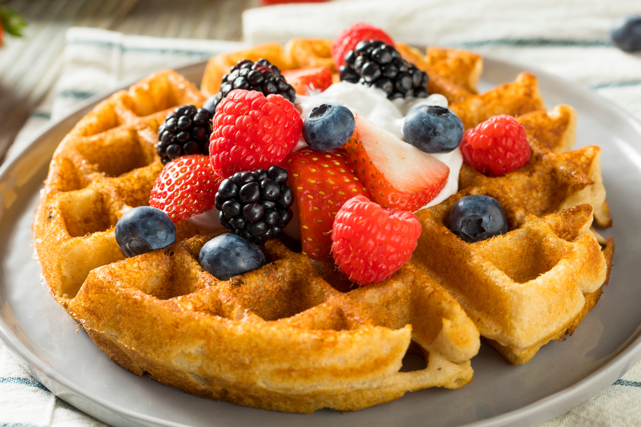 Sweet Homemade Berry Belgian Waffle